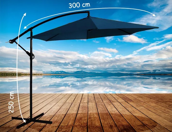 Slunečník Exclusive boční průměr 300 cm modrý 3